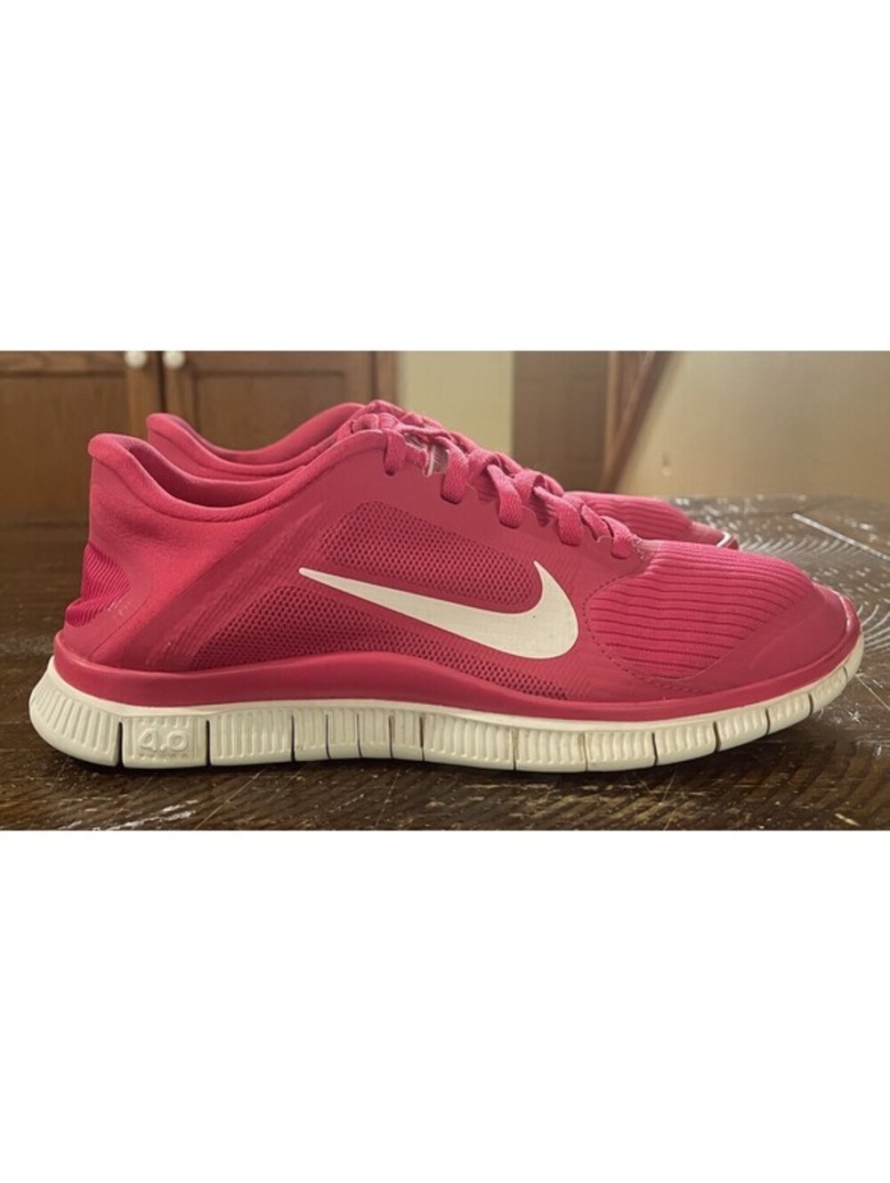 Nike Shoes Womens 7.5 Free 4.0 v3 Athletic Low Sneakers 580406-610 Pink Mesh